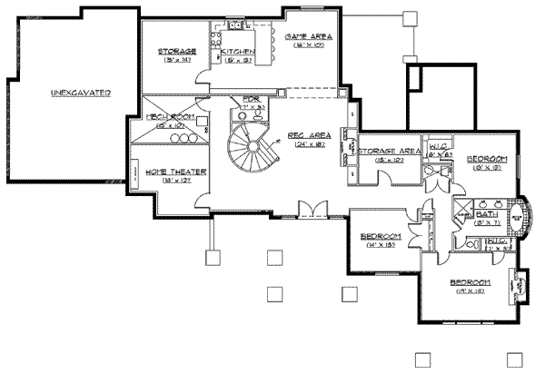 Architectural House Design - Craftsman Floor Plan - Lower Floor Plan #5-170