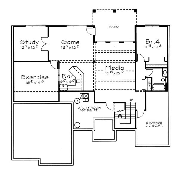 House Plan Design - Traditional Floor Plan - Lower Floor Plan #20-1823
