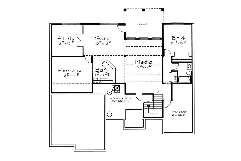 Home Plan - Floor Plan - Lower Floor for Traditional House Plan #20-1823 - 3 bed, 2 bath