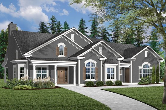 Exterior - Front Elevation 4 for Mediterranean House Plan #23-2206 - 3 bed, 2 bath