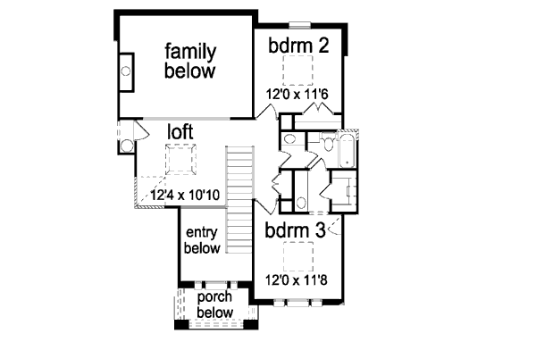 Home Plan - Traditional Floor Plan - Upper Floor Plan #84-372