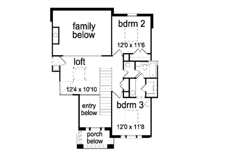 House Plan Design - Floor Plan - Upper Floor for Traditional House Plan #84-372 - 3 bed, 2.5 bath