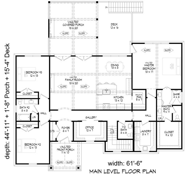 Contemporary Floor Plan - Main Floor Plan #932-953