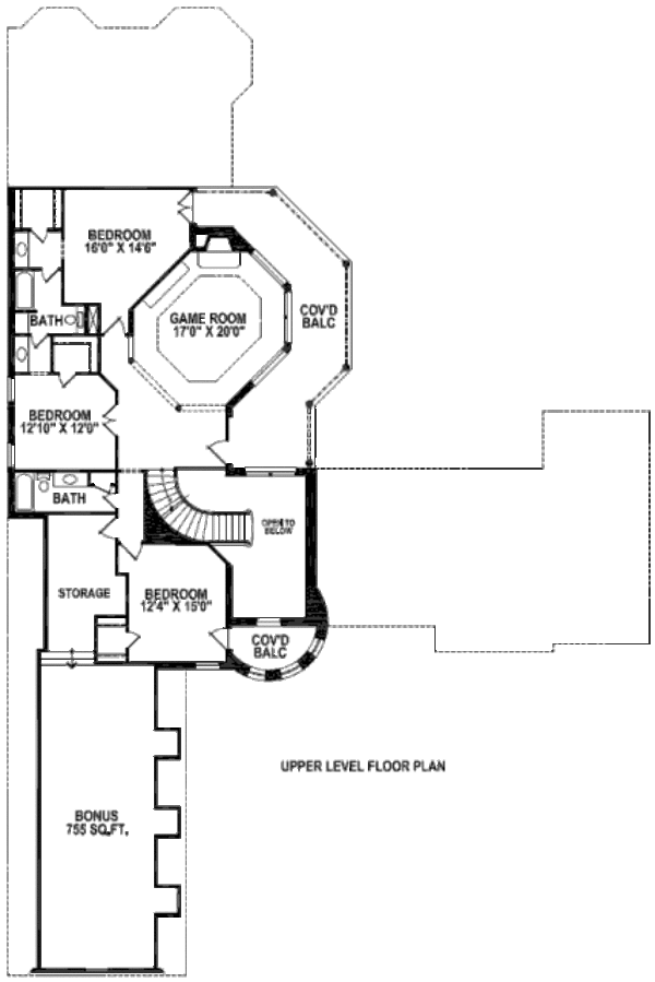 European Floor Plan - Upper Floor Plan #141-241
