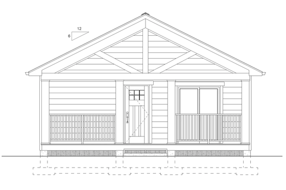 Exterior - Rear Elevation 1 for Cottage House Plan #126-281 - 1 bed, 1 bath