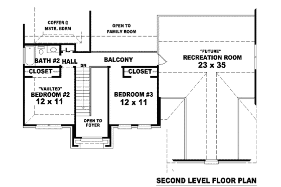 Floor Plan - Upper Floor for European House Plan #81-849 - 3 bed, 2.5 bath