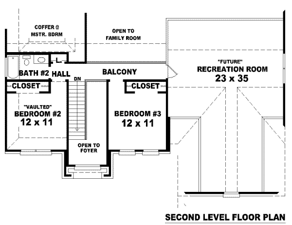 Floor Plan - Upper Floor for European House Plan #81-849 - 3 bed, 2.5 bath