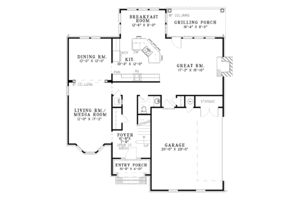Floor Plan - Main Floor for Traditional House Plan #17-3241 - 3 bed, 2.5 bath