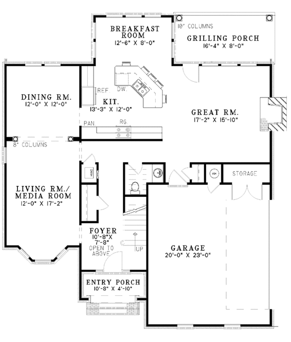 Dream House Plan - Traditional Floor Plan - Main Floor Plan #17-3241