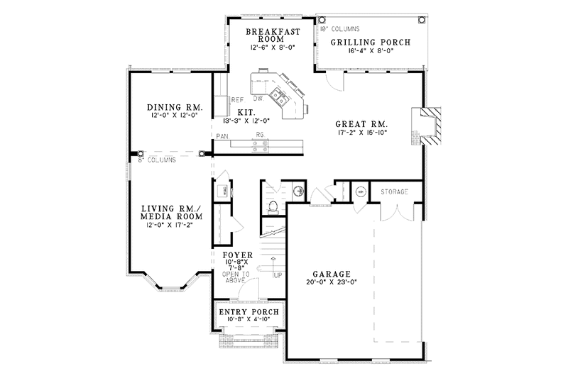 Home Plan - Floor Plan - Main Floor for Traditional House Plan #17-3241 - 3 bed, 2.5 bath