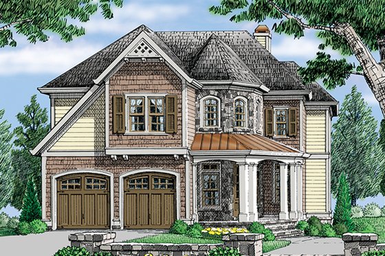 Exterior - Front Elevation 3 for European House Plan #927-979 - 5 bed, 3 bath