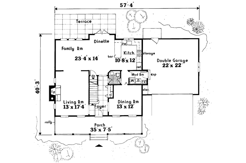 Dream House Plan - Floor Plan - Main Floor for Country House Plan #3-325 - 4 bed, 2.5 bath