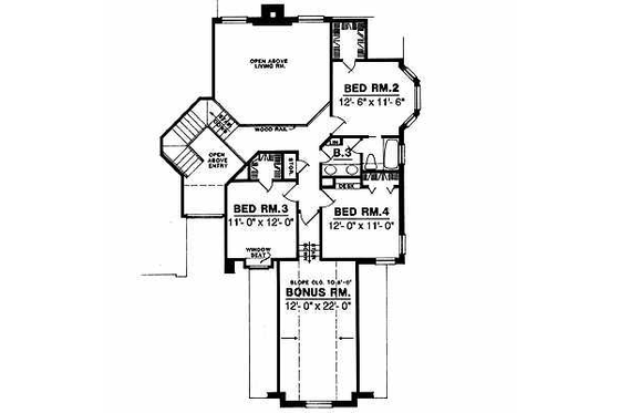 Floor Plan - Upper Floor for European House Plan #40-141 - 4 bed, 2.5 bath