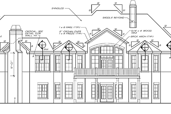 Exterior - Rear Elevation for European House Plan #927-401 - 4 bed, 3.5 bath