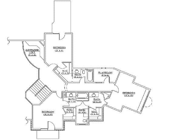 Traditional Floor Plan - Upper Floor Plan #5-215