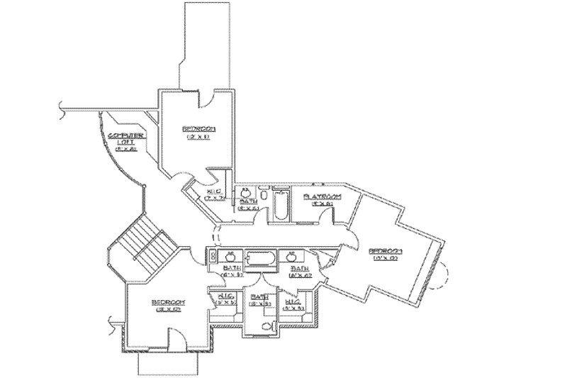 Dream House Plan - Floor Plan - Upper Floor for Traditional House Plan #5-215 - 6 bed, 4.5 bath