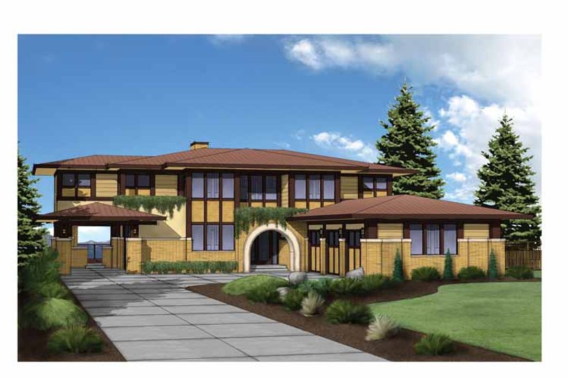Home Plan - Exterior - Front Elevation 4 for Prairie House Plan #569-30 - 4 bed, 4 bath