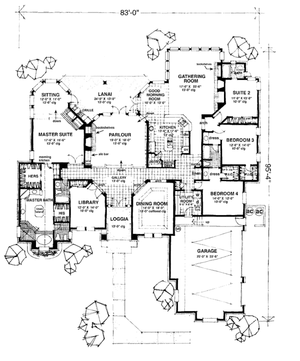 Architectural House Design - Mediterranean Floor Plan - Main Floor Plan #1007-41