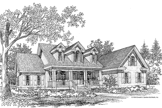 Exterior - Front Elevation 3 for Country House Plan #929-218 - 4 bed, 3 bath