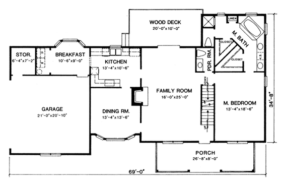 Floor Plan - Main Floor for Country House Plan #10-240 - 3 bed, 2.5 bath
