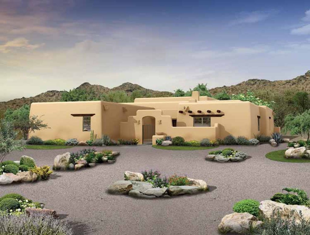 Adobe Southwestern Style House Plan 3 Beds 2 5 Baths 