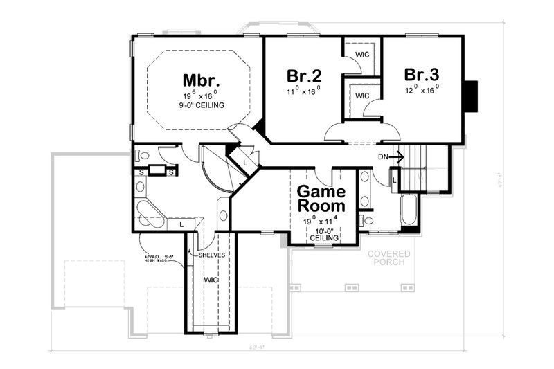 Architectural House Design - Floor Plan - Upper Floor for Craftsman House Plan #20-2366 - 3 bed, 2.5 bath