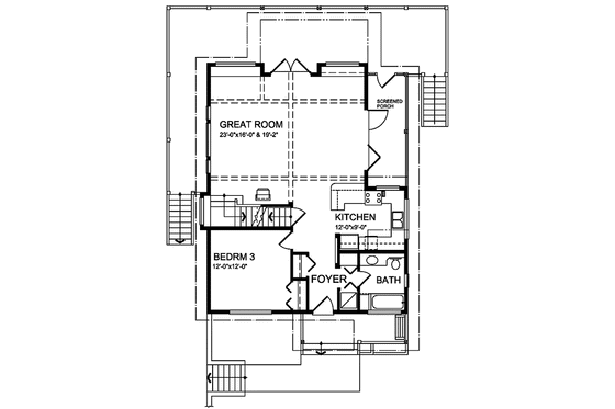 Floor Plan - Main Floor for Cabin House Plan #118-150 - 3 bed, 2 bath