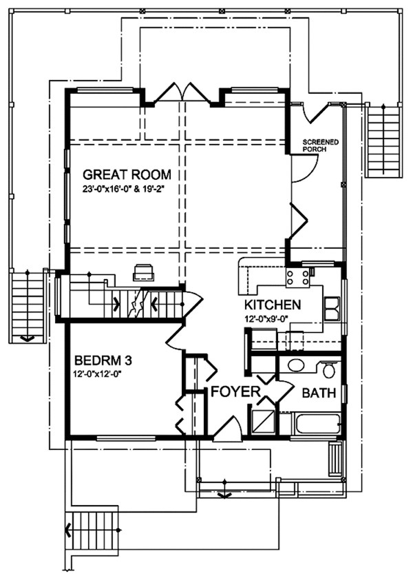 Dream House Plan - Cabin Floor Plan - Main Floor Plan #118-150