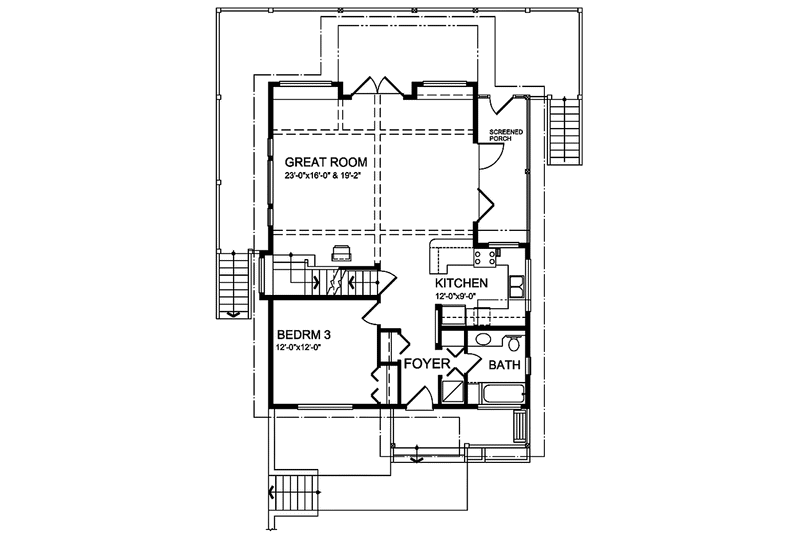 Home Plan - Floor Plan - Main Floor for Cabin House Plan #118-150 - 3 bed, 2 bath