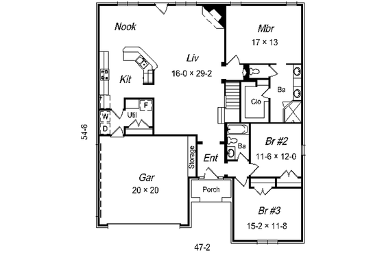 Floor Plan - Main Floor for European House Plan #329-247 - 3 bed, 2 bath