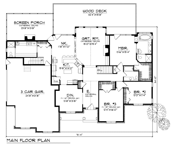 House Plan Design - Country Floor Plan - Main Floor Plan #70-377