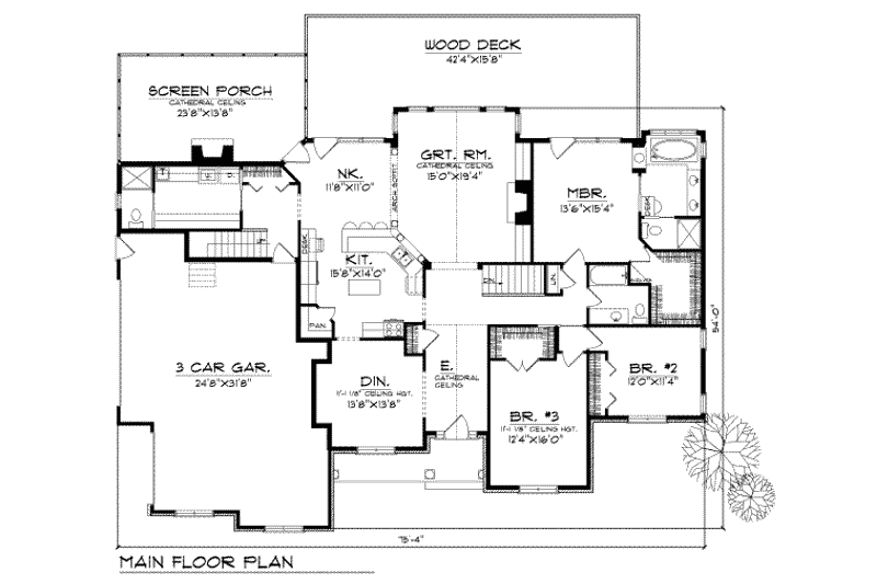 Home Plan - Floor Plan - Main Floor for Country House Plan #70-377 - 3 bed, 2.5 bath