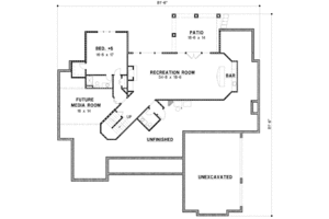 Floor Plan - Lower Floor for Craftsman House Plan #67-875 - 6 bed, 6.5 bath