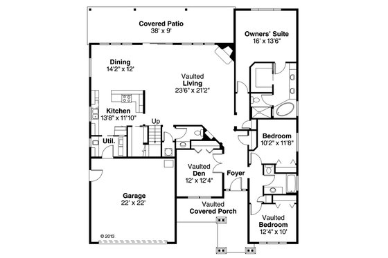 Floor Plan - Main Floor for Craftsman House Plan #124-867 - 3 bed, 2.5 bath