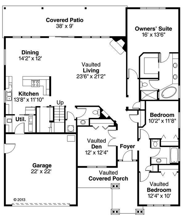 House Plan Design - Craftsman Floor Plan - Main Floor Plan #124-867