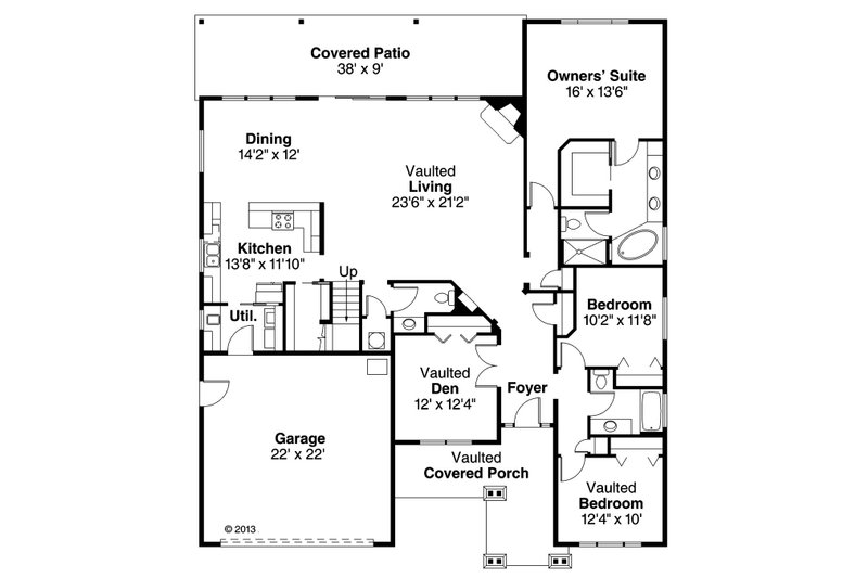 Home Plan - Floor Plan - Main Floor for Craftsman House Plan #124-867 - 3 bed, 2.5 bath