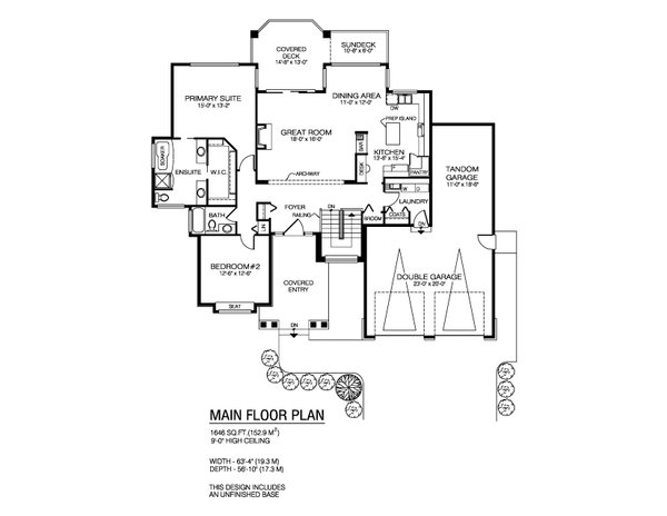 House Design - Floor Plan - Main Floor for Craftsman House Plan #1100-146 - 2 bed, 2 bath