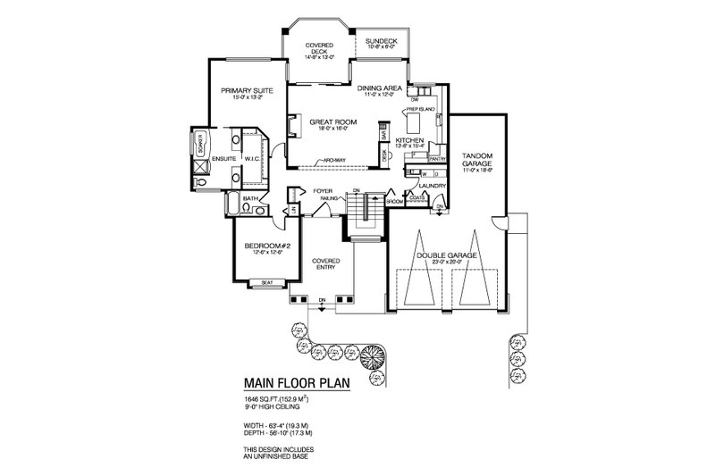 House Design - Floor Plan - Main Floor for Craftsman House Plan #1100-146 - 2 bed, 2 bath