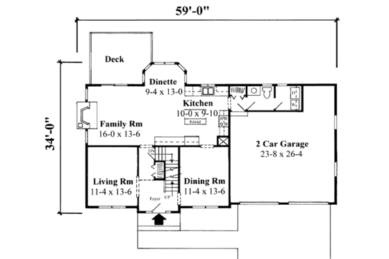 Floor Plan - Main Floor for Colonial House Plan #75-172 - 3 bed, 2.5 bath