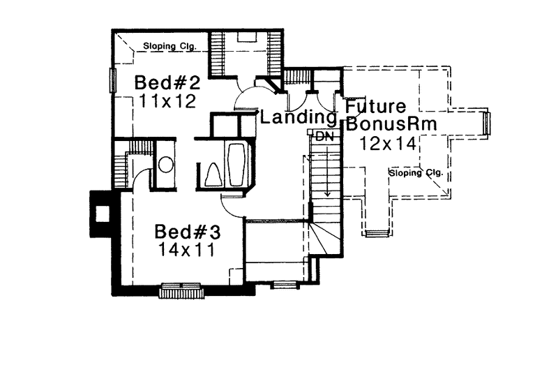 House Blueprint - Floor Plan - Upper Floor for Traditional House Plan #310-1010 - 3 bed, 2.5 bath
