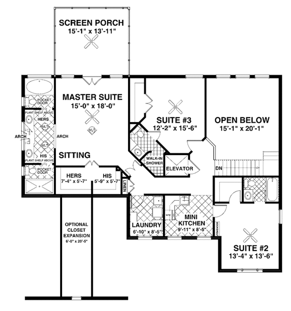 Home Plan - Traditional Floor Plan - Upper Floor Plan #56-681