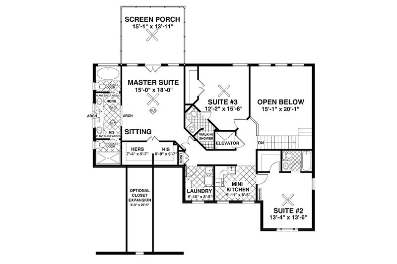 Home Plan - Floor Plan - Upper Floor for Traditional House Plan #56-681 - 4 bed, 4 bath