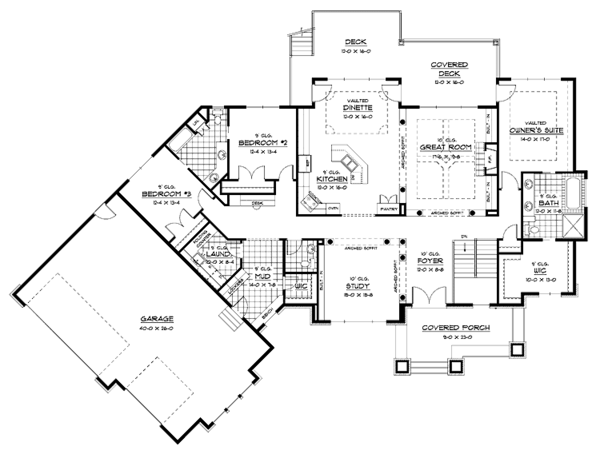 Architectural House Design - Traditional Floor Plan - Main Floor Plan #51-686