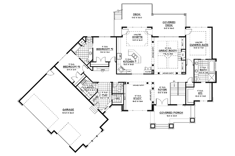 Home Plan - Floor Plan - Main Floor for Traditional House Plan #51-686 - 5 bed, 4.5 bath