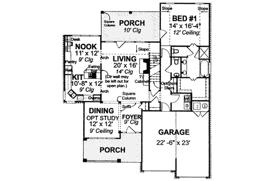 Floor Plan - Main Floor for Farmhouse House Plan #20-1675 - 3 bed, 3 bath