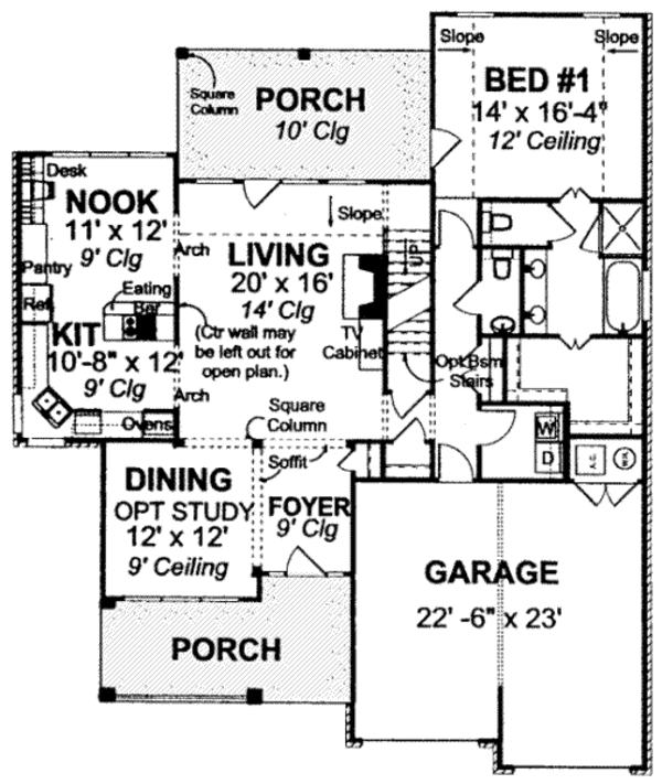 Dream House Plan - Farmhouse Floor Plan - Main Floor Plan #20-1675