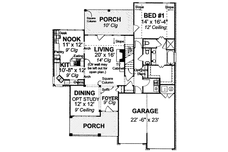 Dream House Plan - Floor Plan - Main Floor for Farmhouse House Plan #20-1675 - 3 bed, 3 bath