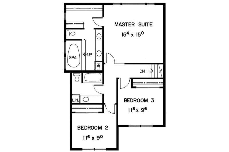 Home Plan - Floor Plan - Upper Floor for Country House Plan #60-825 - 3 bed, 2 bath