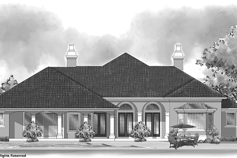 Home Plan - Exterior - Rear Elevation 1 for Mediterranean House Plan #930-300 - 3 bed, 2 bath