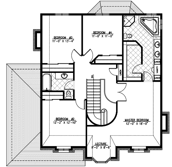 European Floor Plan - Upper Floor Plan #138-130